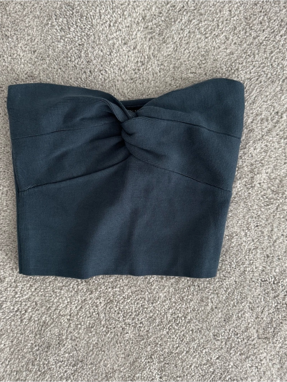 Dynamite Slate Blue Ribbed Strapless Top